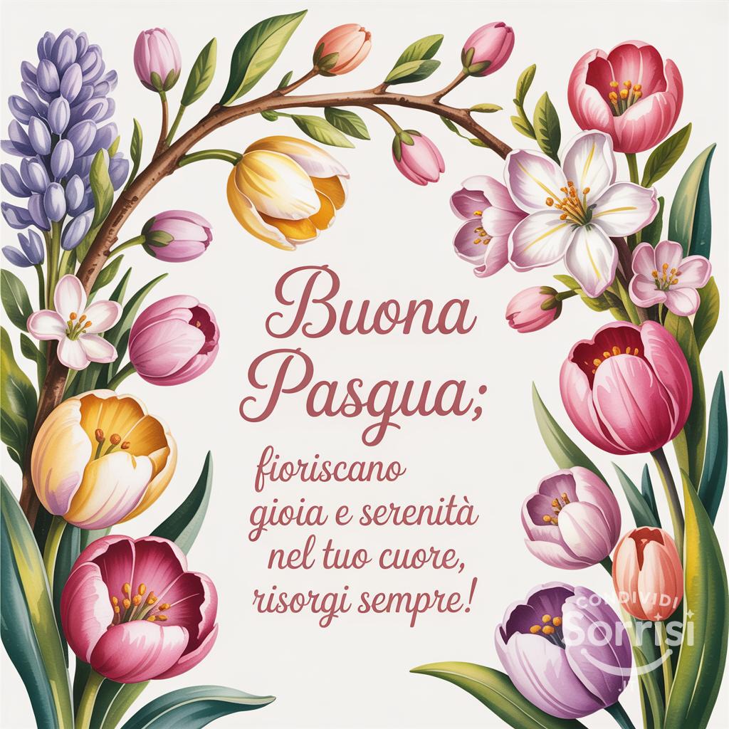 Buona Pasqua: fioriscano gioia e serenità nel tuo cuore, risorgi sempre!