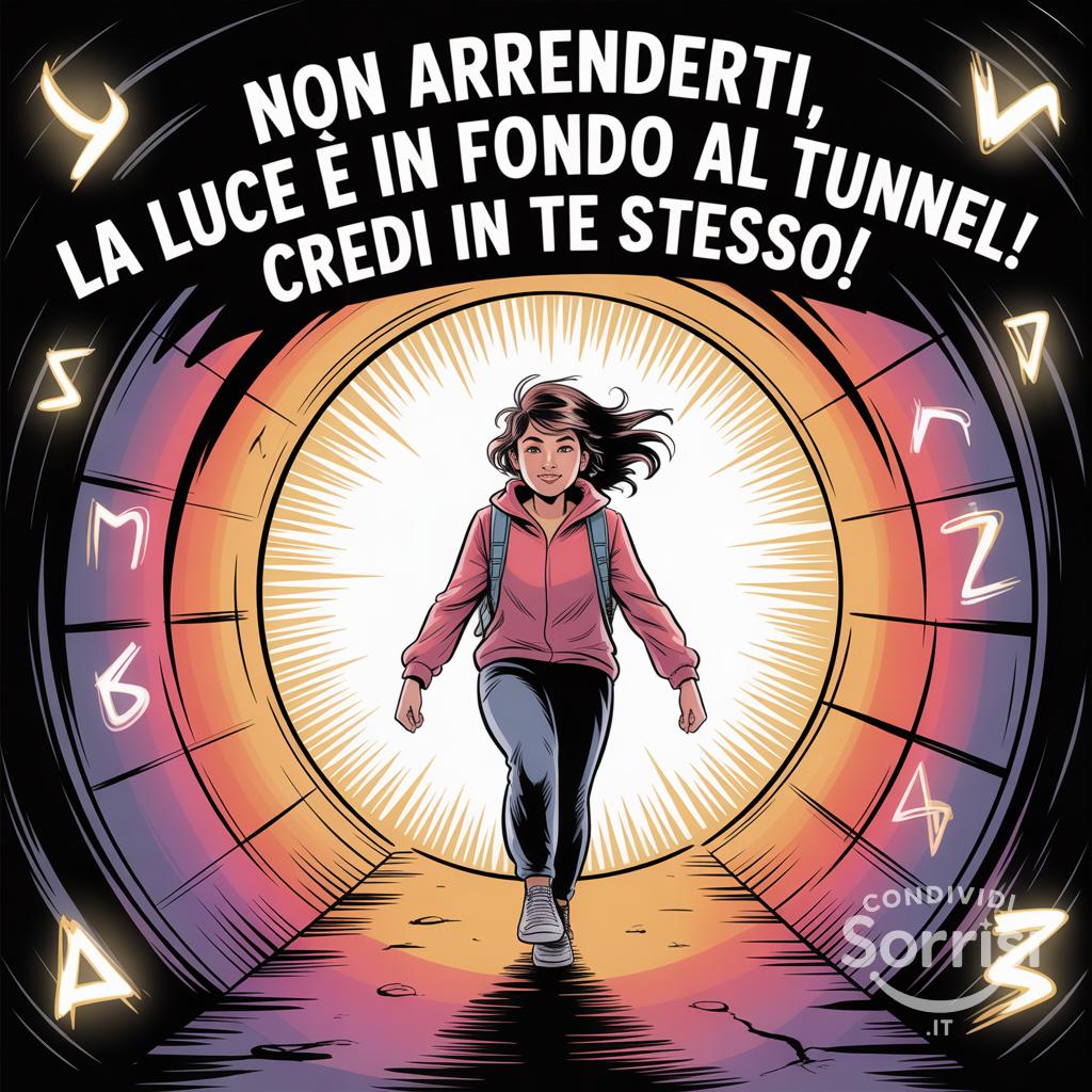 Non arrenderti, la luce è in fondo al tunnel! Credi in te stesso!