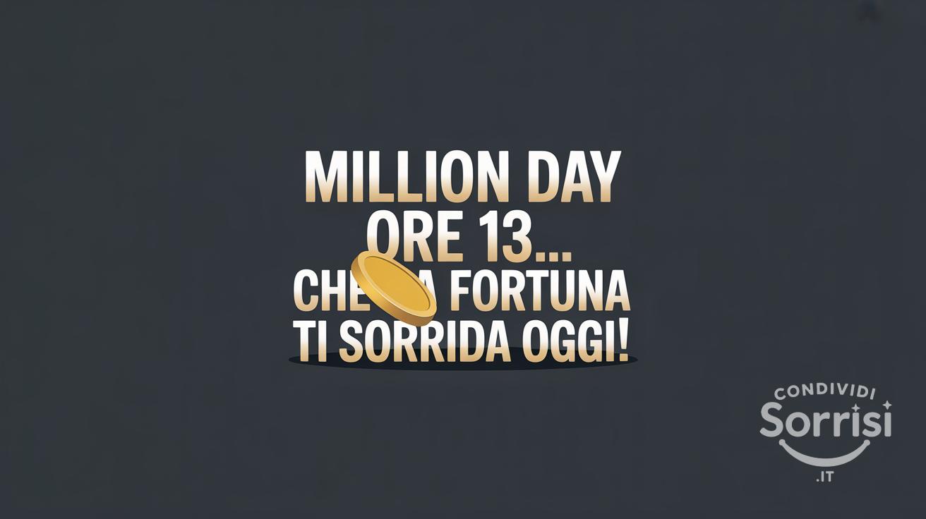 Million Day ore 13... Che la fortuna ti sorrida oggi!