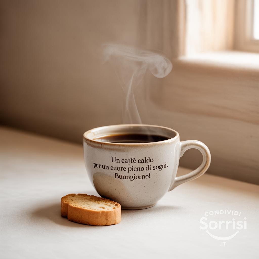 Un caffè caldo per un cuore pieno di sogni. Buongiorno!