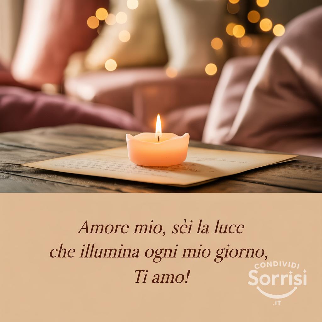 Amore mio, sei la luce che illumina ogni mio giorno, ti amo!