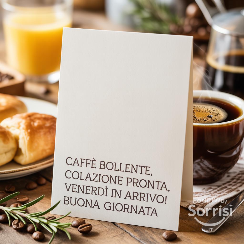 Caffè bollente, colazione pronta, venerdì in arrivo! Buona giornata