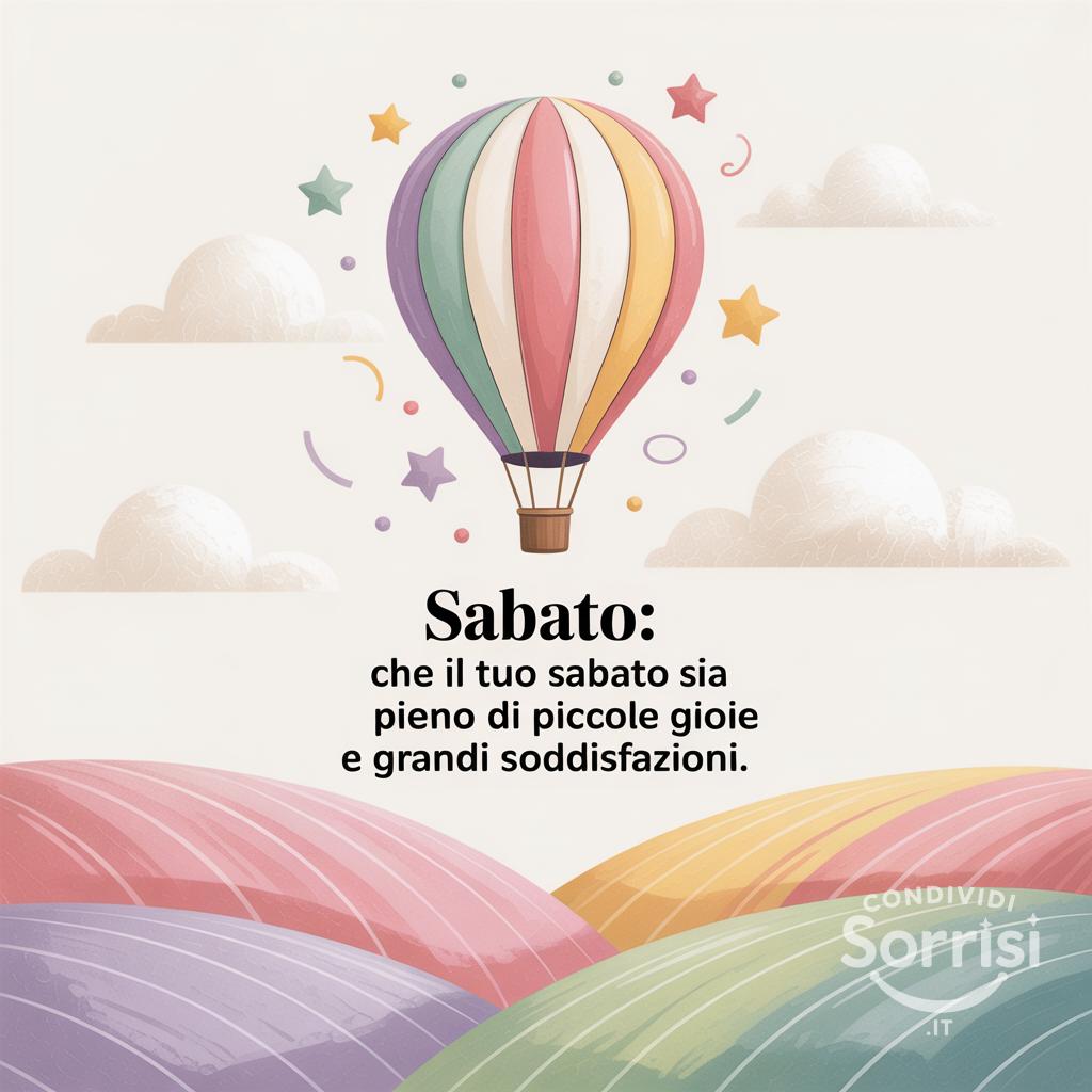 Sabato: che il tuo sabato sia pieno di piccole gioie e grandi soddisfazioni.