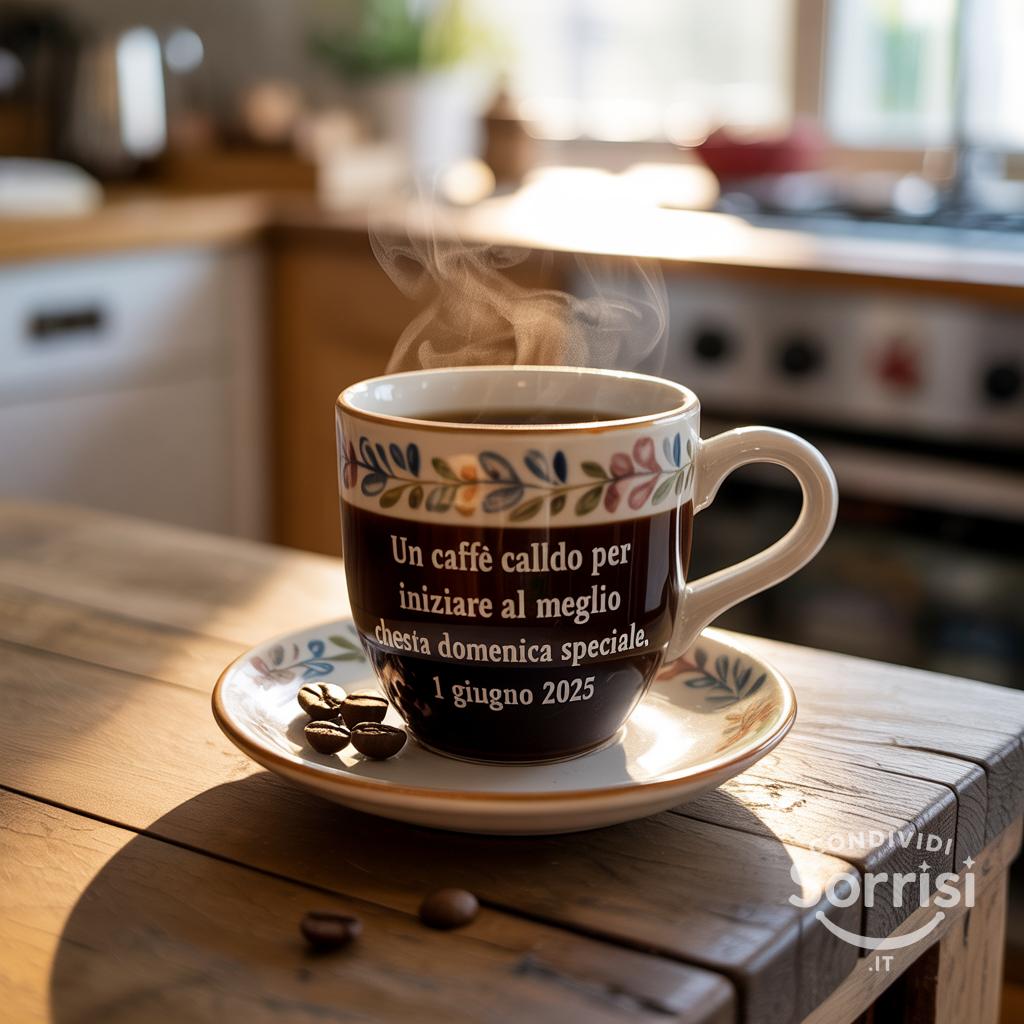 Un caffè caldo per iniziare al meglio questa domenica speciale. 1 giugno 2025