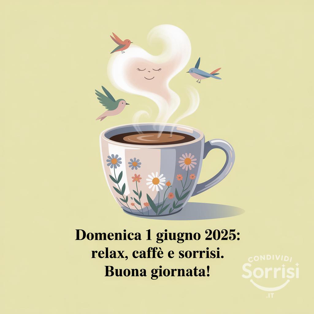 Domenica 1 giugno 2025: Relax, caffè e sorrisi. Buona giornata!