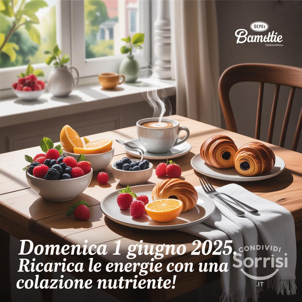 Domenica 1 giugno 2025. Ricarica le energie con una colazione nutriente!