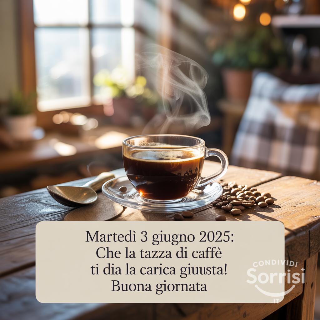 Martedì 3 Giugno 2025: Che la tua tazza di caffè ti dia la carica giusta! Buona giornata