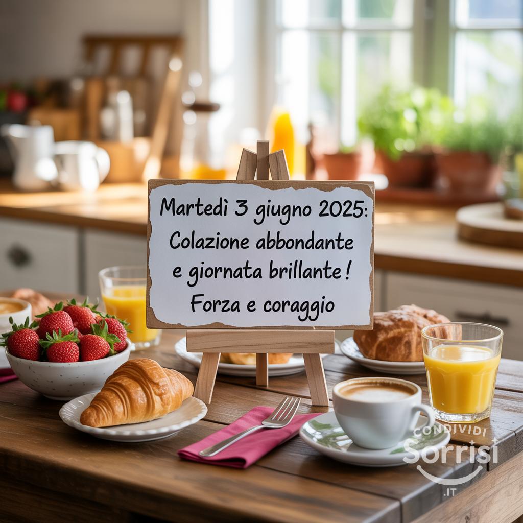 Martedì 3 Giugno 2025: Colazione abbondante e giornata brillante! Forza e coraggio