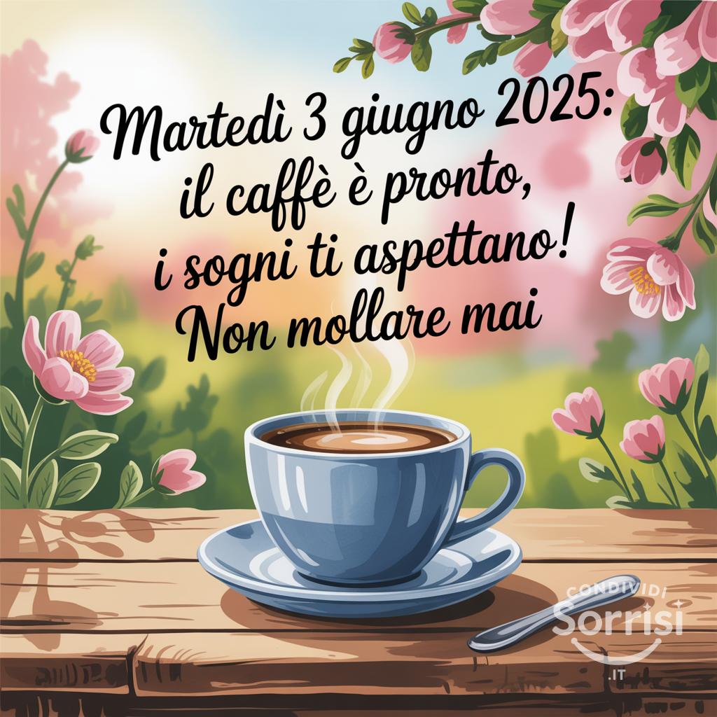 Martedì 3 Giugno 2025: Il caffè è pronto, i sogni ti aspettano! Non mollare mai