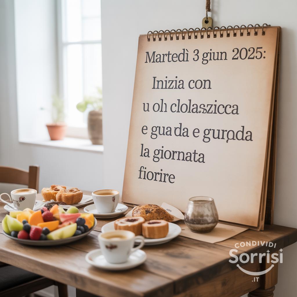 Martedì 3 Giugno 2025: Inizia con una colazione ricca e guarda la giornata fiorire