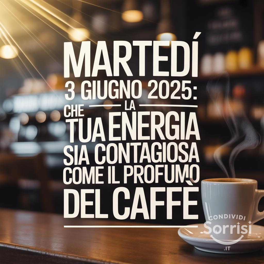 Martedì 3 Giugno 2025: Che la tua energia sia contagiosa come il profumo del caffè