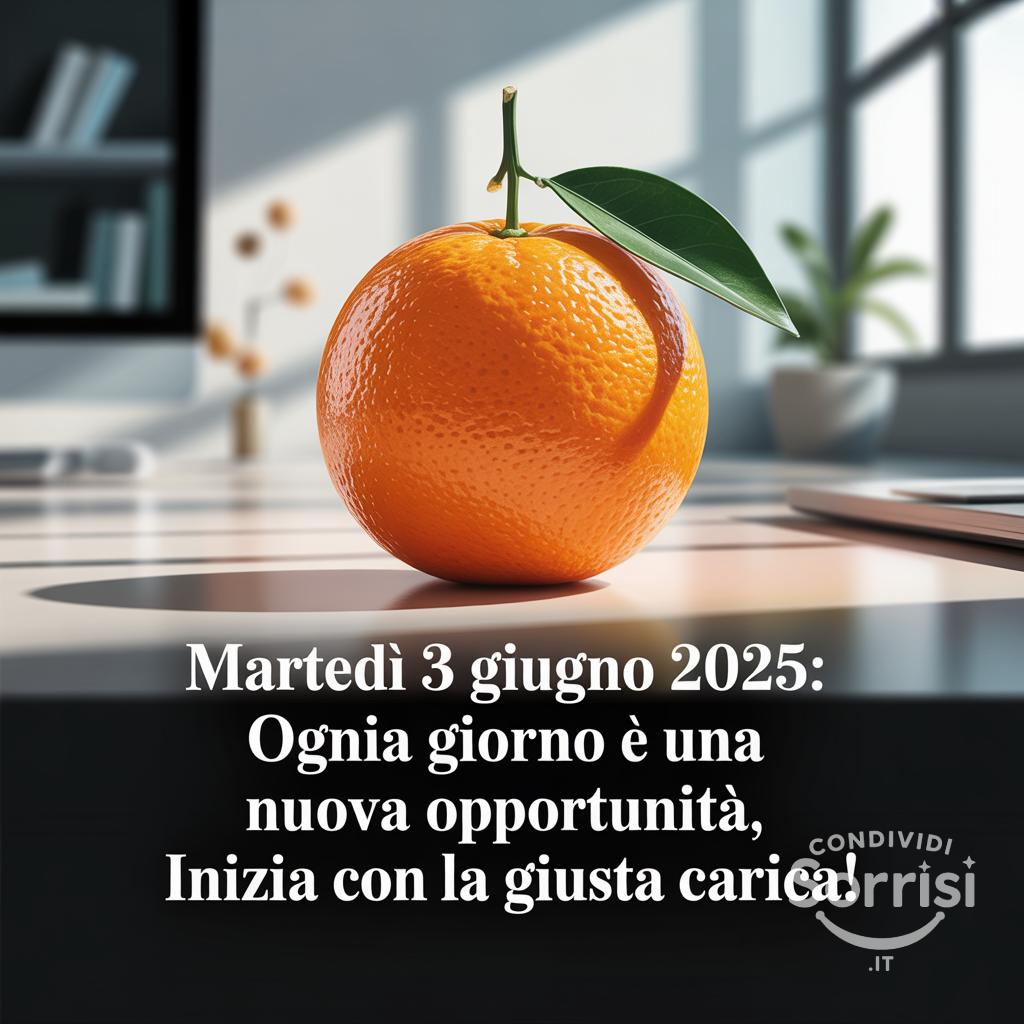 Martedì 3 Giugno 2025: Ogni giorno è una nuova opportunità, inizia con la giusta carica!