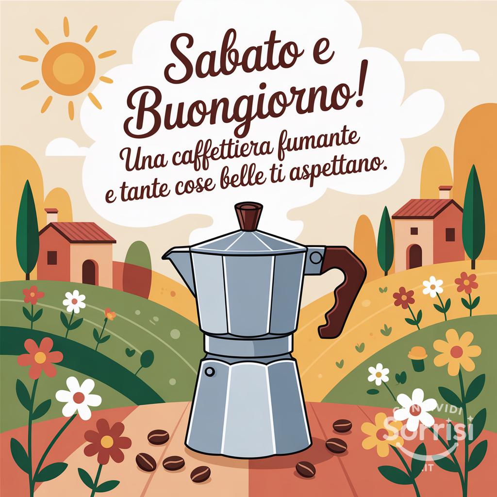 Sabato e buongiorno! Una caffettiera fumante e tante cose belle ti aspettano.