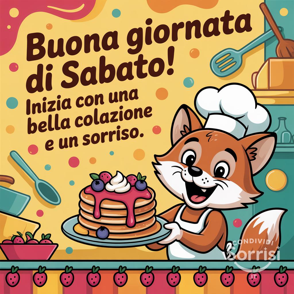 Buona giornata di sabato! Inizia con una bella colazione e un sorriso.