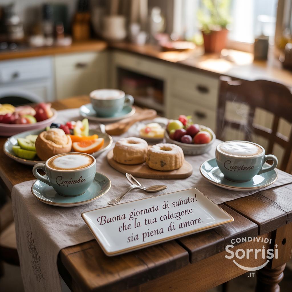 Buona giornata di sabato! Che la tua colazione sia piena di amore.