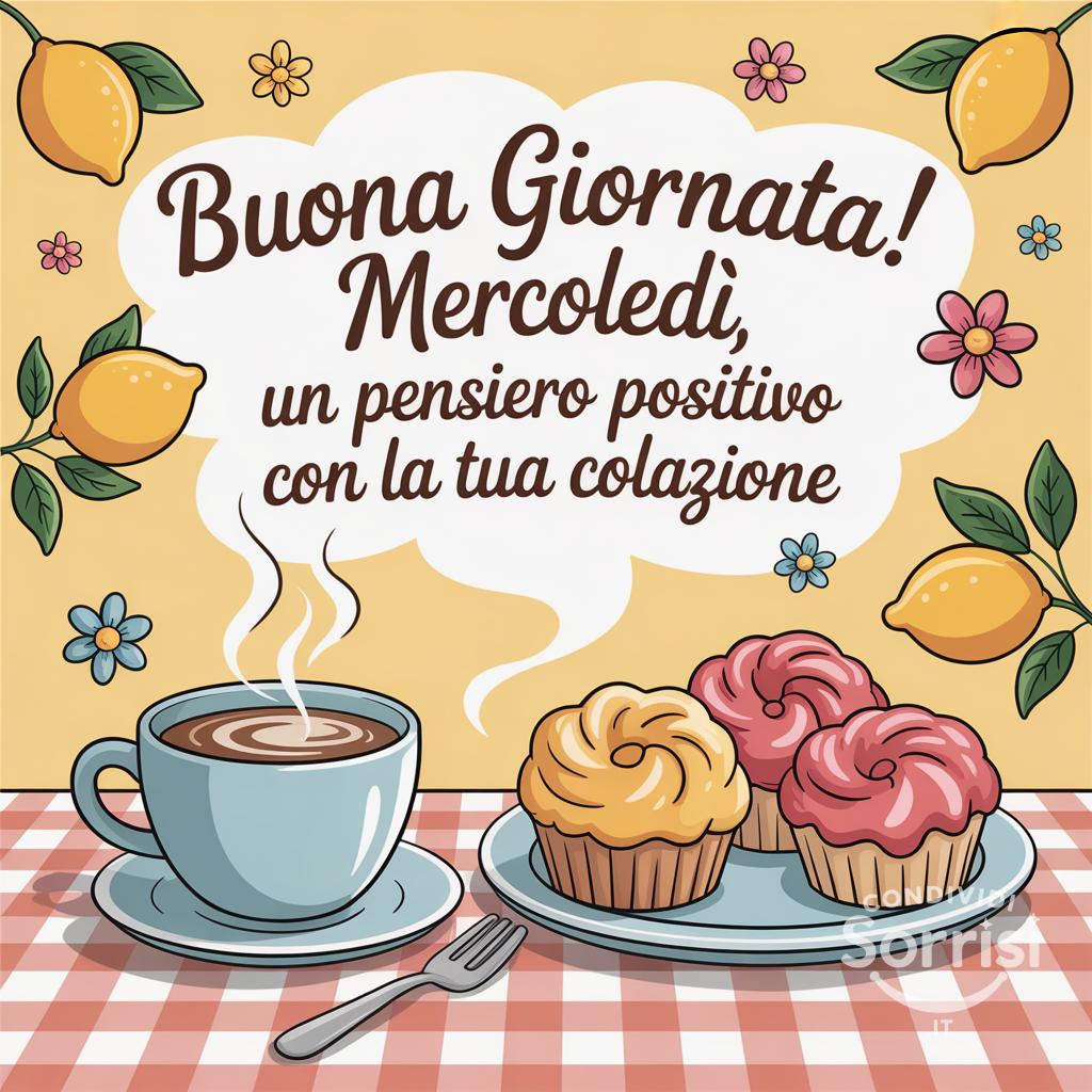 Buona giornata! Mercoledì, un pensiero positivo con la tua colazione
