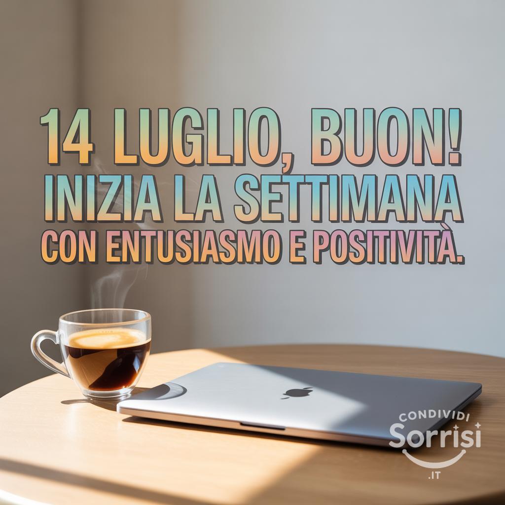 14 luglio, buon ! Inizia la settimana con entusiasmo e positività.