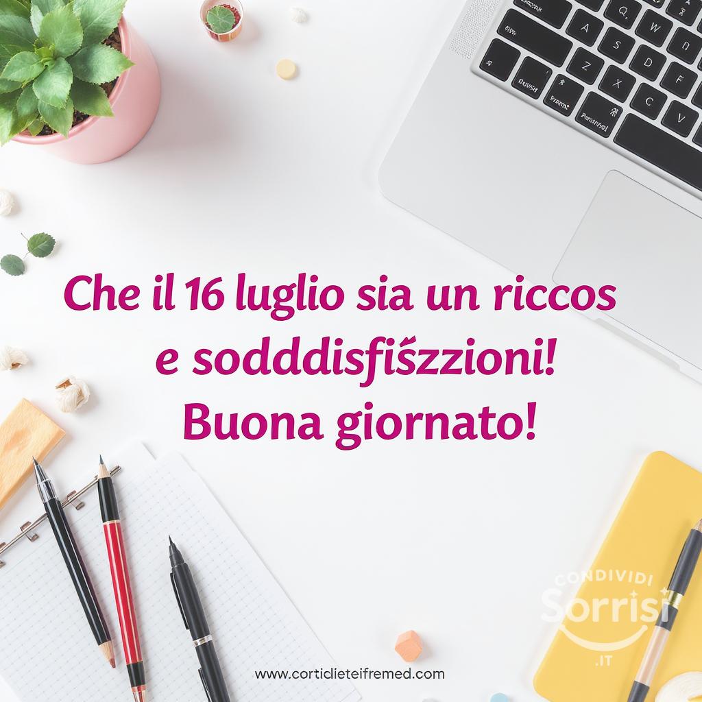 Che il 16 luglio  sia un  ricco di successi e soddisfazioni! Buona giornata!