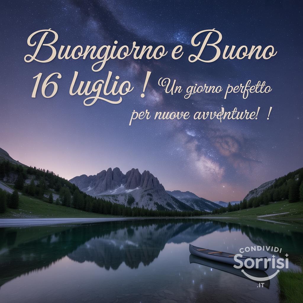 Buongiorno e buona  16 luglio ! Un giorno perfetto per nuove avventure!