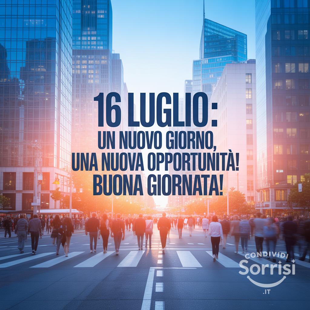 16 luglio : un nuovo giorno, una nuova opportunità! Buona giornata!