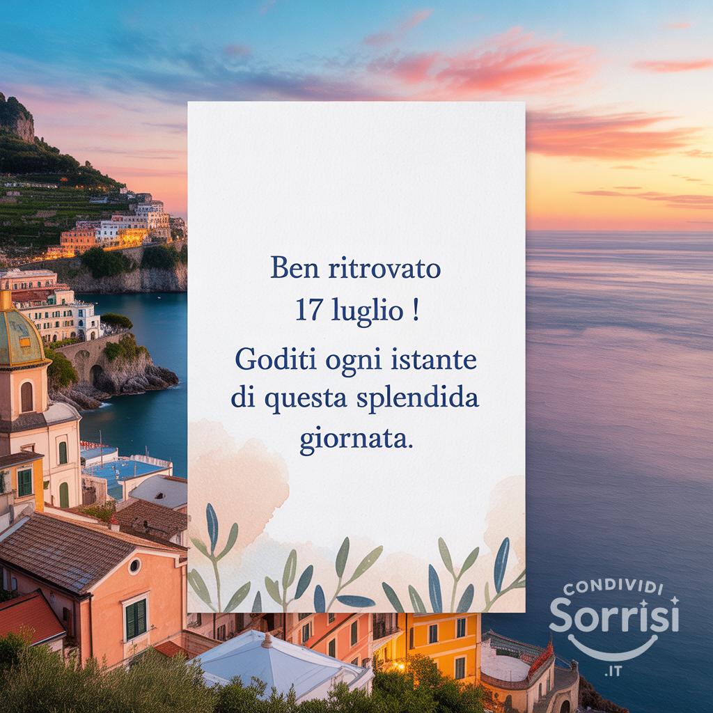 Ben ritrovato  17 luglio ! Goditi ogni istante di questa splendida giornata.