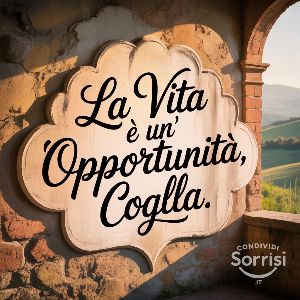 "La vita è un'opportunità, coglila."}}