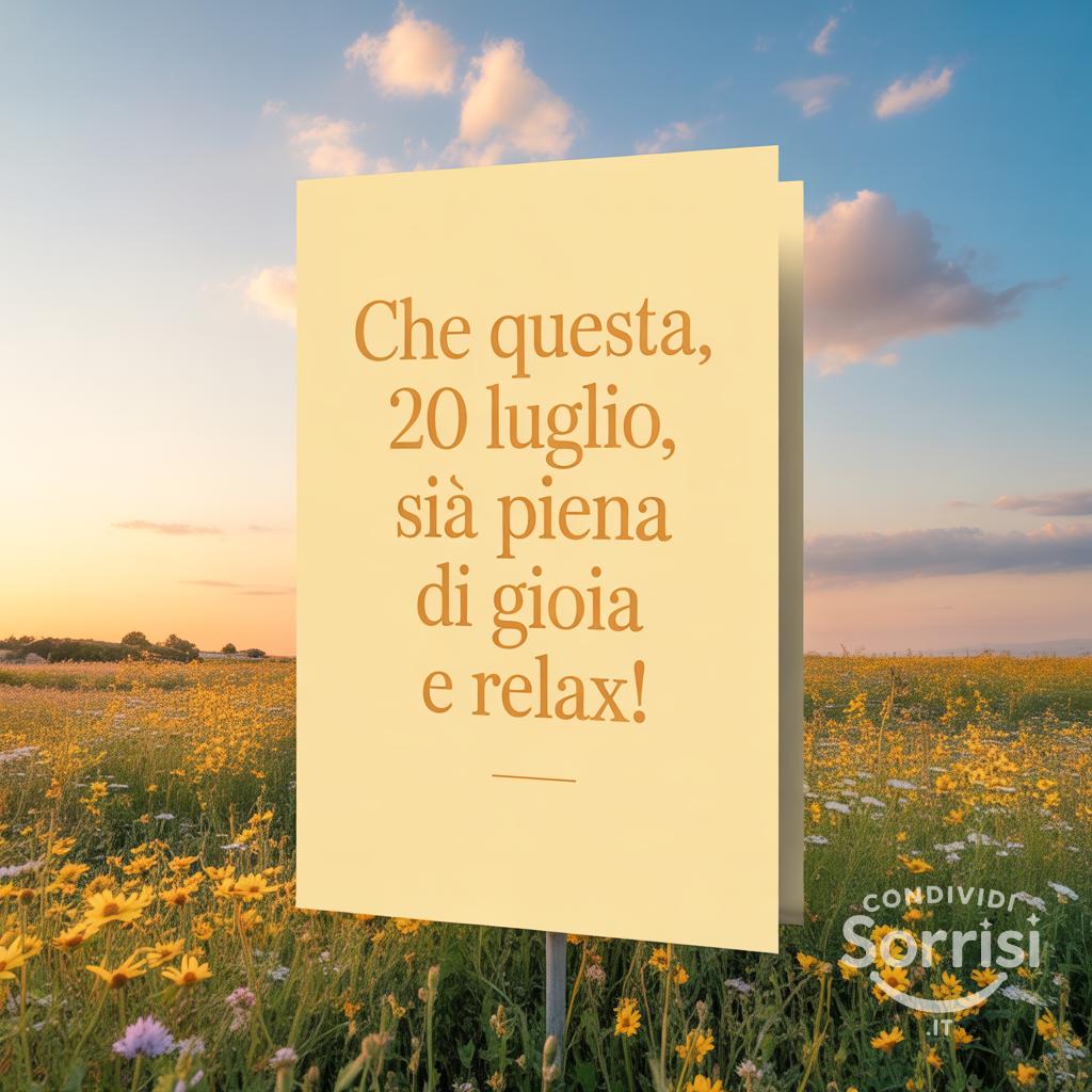 Che questa , 20 luglio , sia piena di gioia e relax!