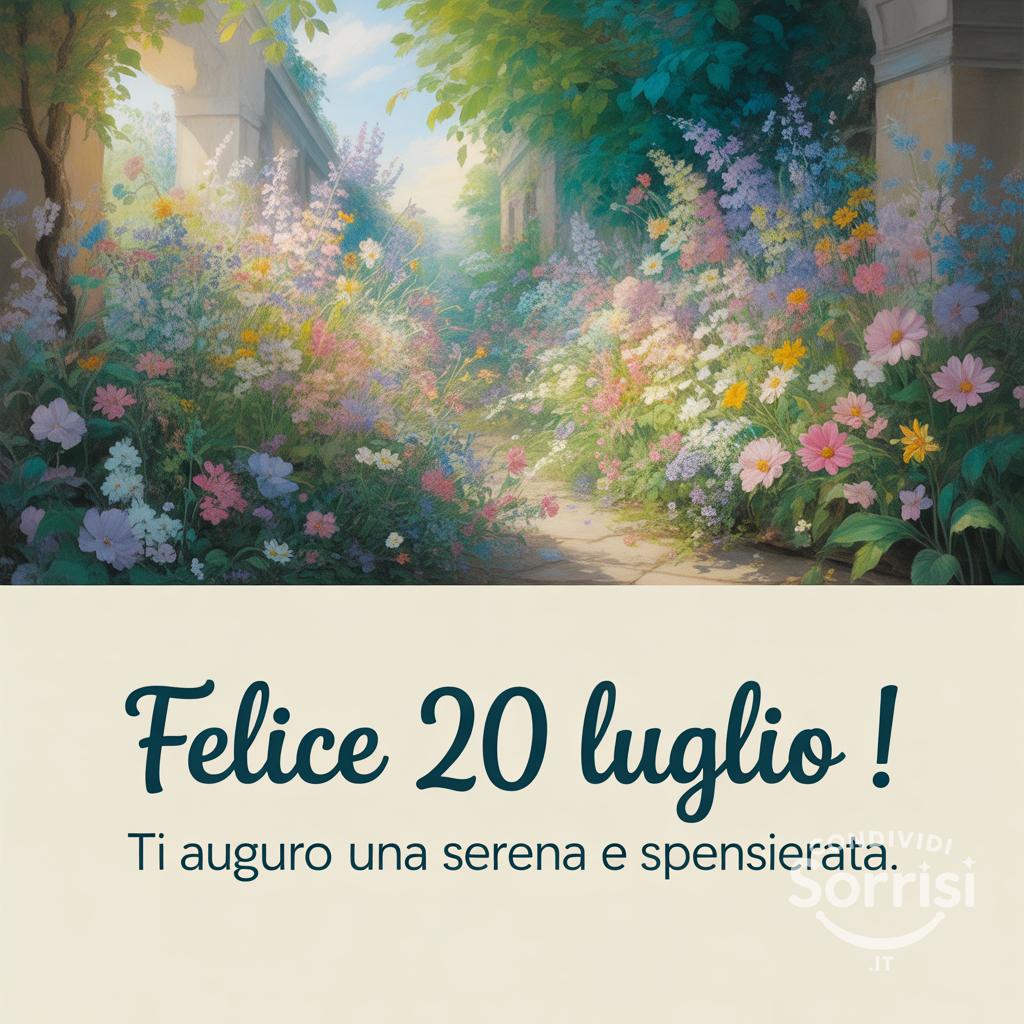 Felice 20 luglio ! Ti auguro una  serena e spensierata.
