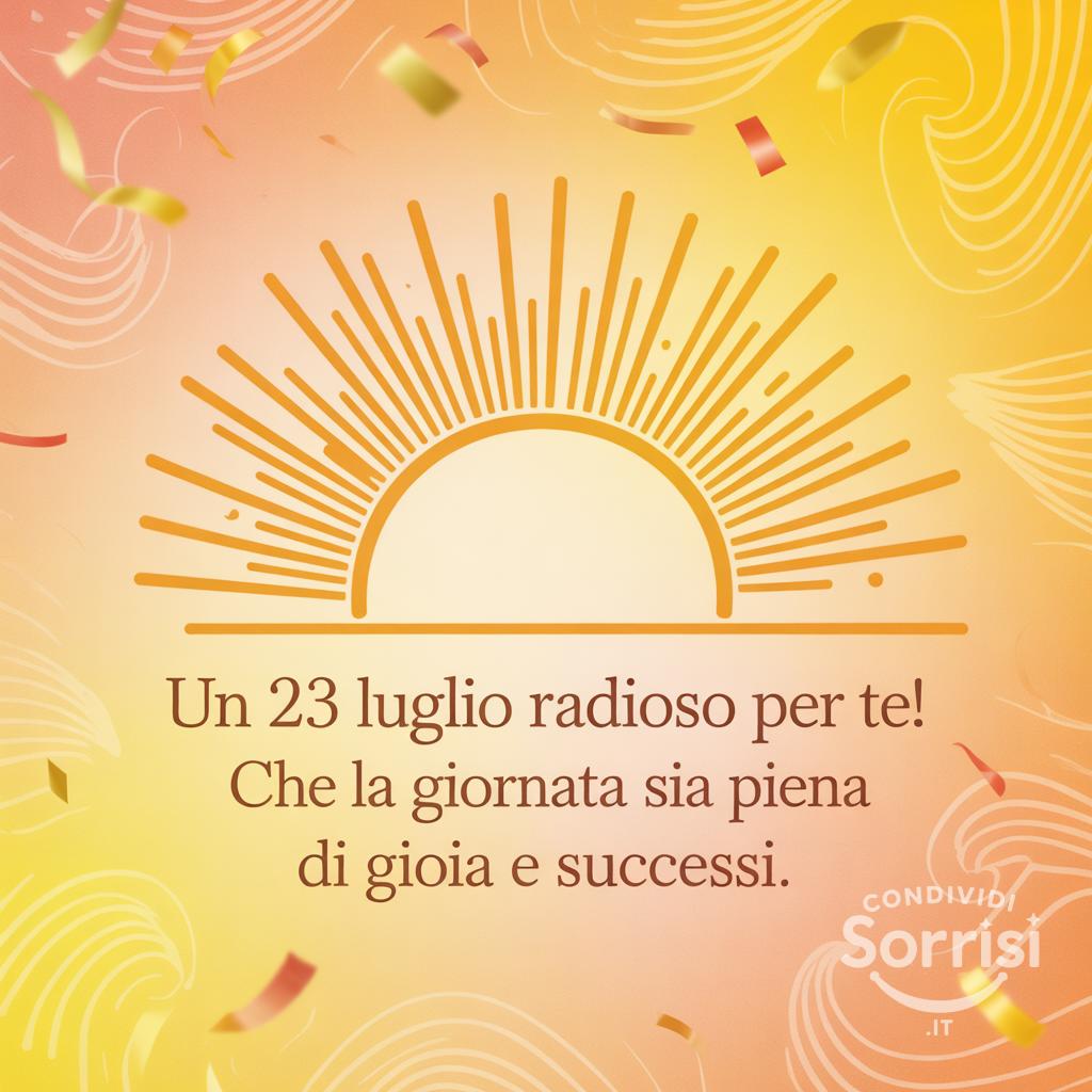Un  23 luglio radioso per te! Che la giornata sia piena di gioia e successi.