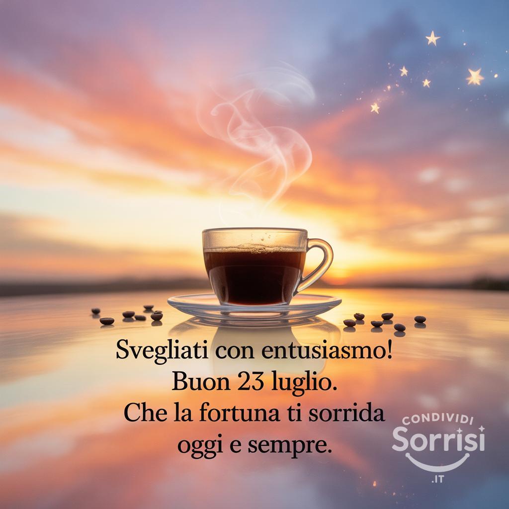 Svegliati con entusiasmo! Buon  23 luglio. Che la fortuna ti sorrida oggi e sempre.