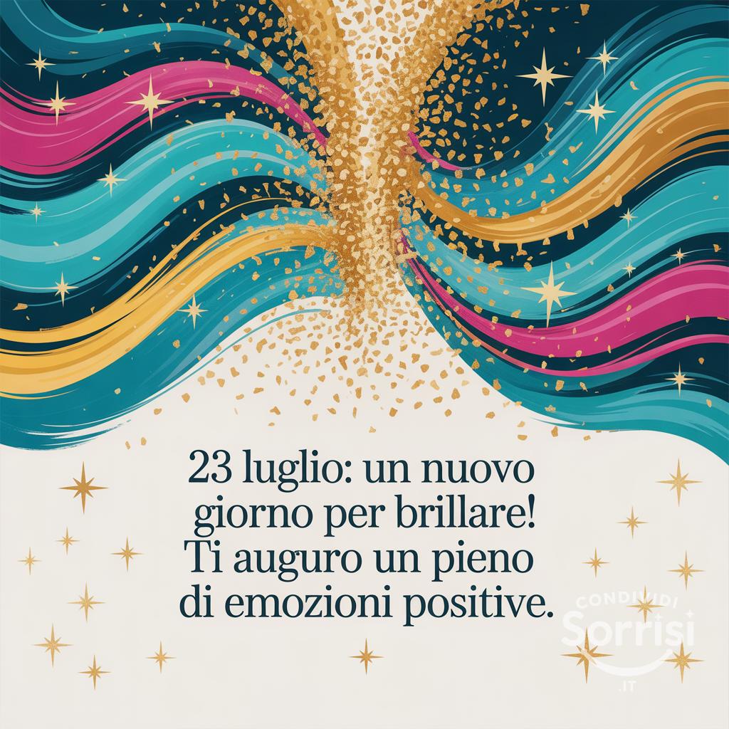 23 luglio: un nuovo giorno per brillare! Ti auguro un  pieno di emozioni positive.