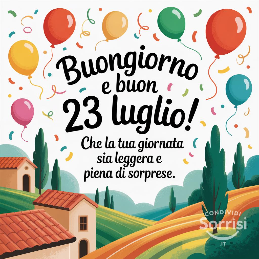 Buongiorno e buon  23 luglio! Che la tua giornata sia leggera e piena di sorprese.