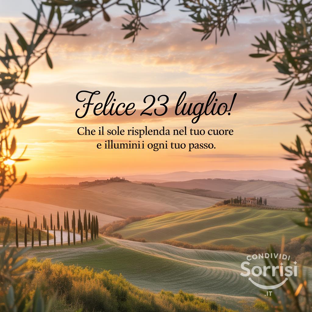 Felice  23 luglio! Che il sole risplenda nel tuo cuore e illumini ogni tuo passo.