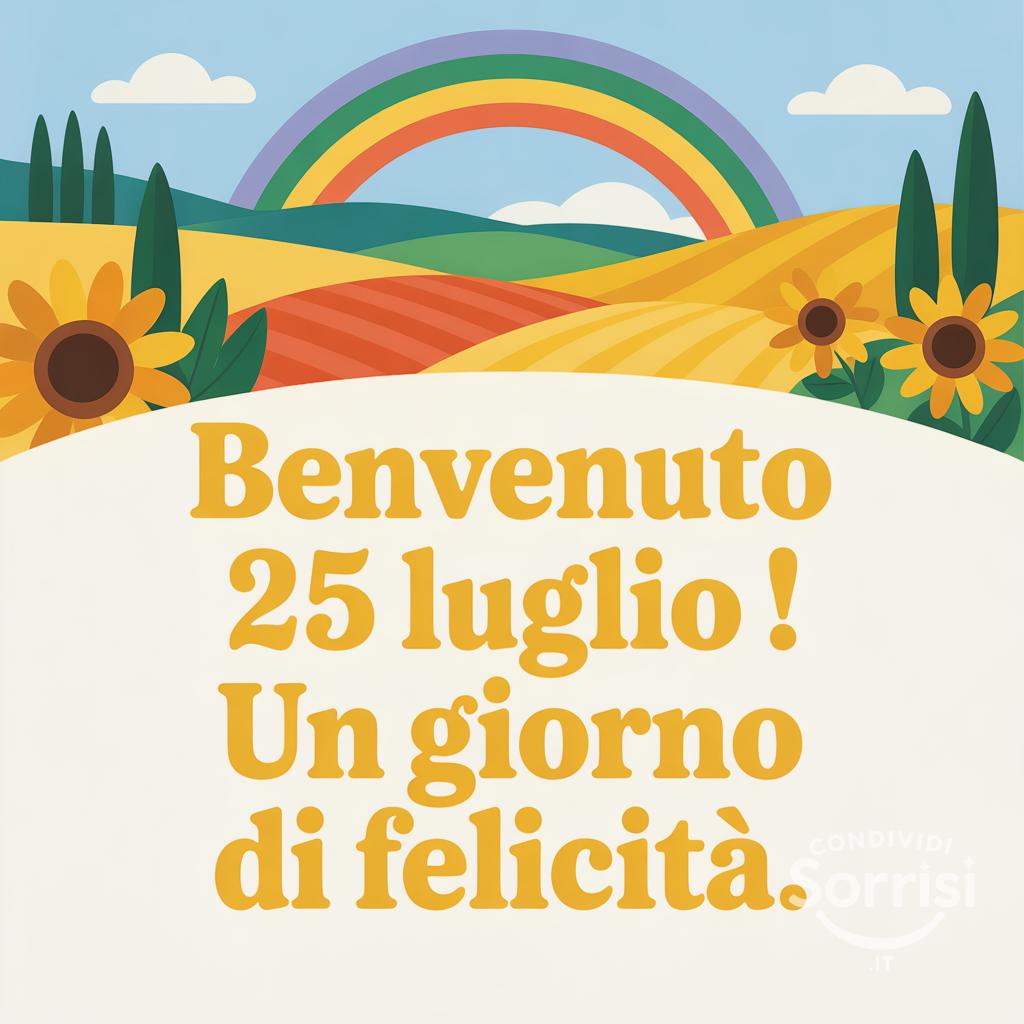Benvenuto  25 luglio ! Un giorno di felicità.
