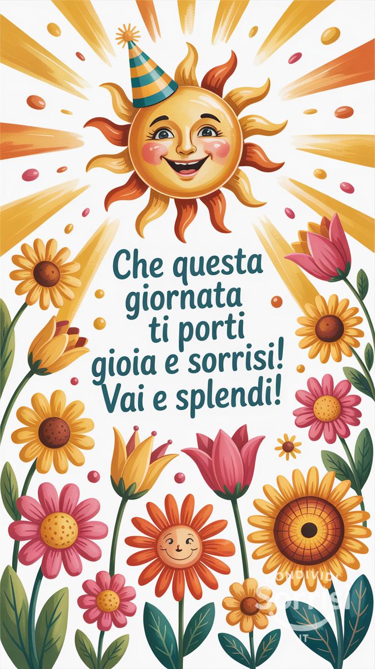 Che questa giornata ti porti gioia e sorrisi! Vai e splendi!