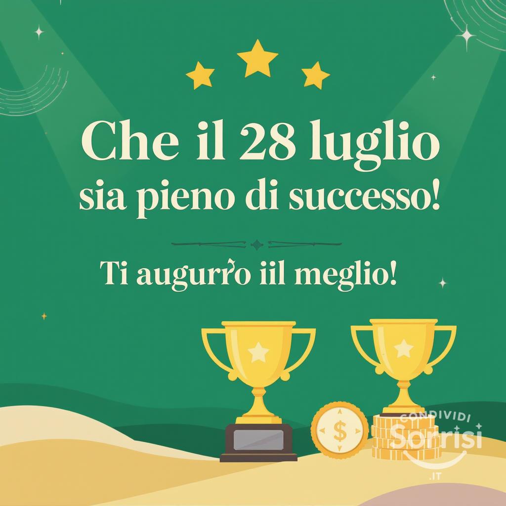Che il 28 luglio  sia un  pieno di successi! Ti auguro il meglio!