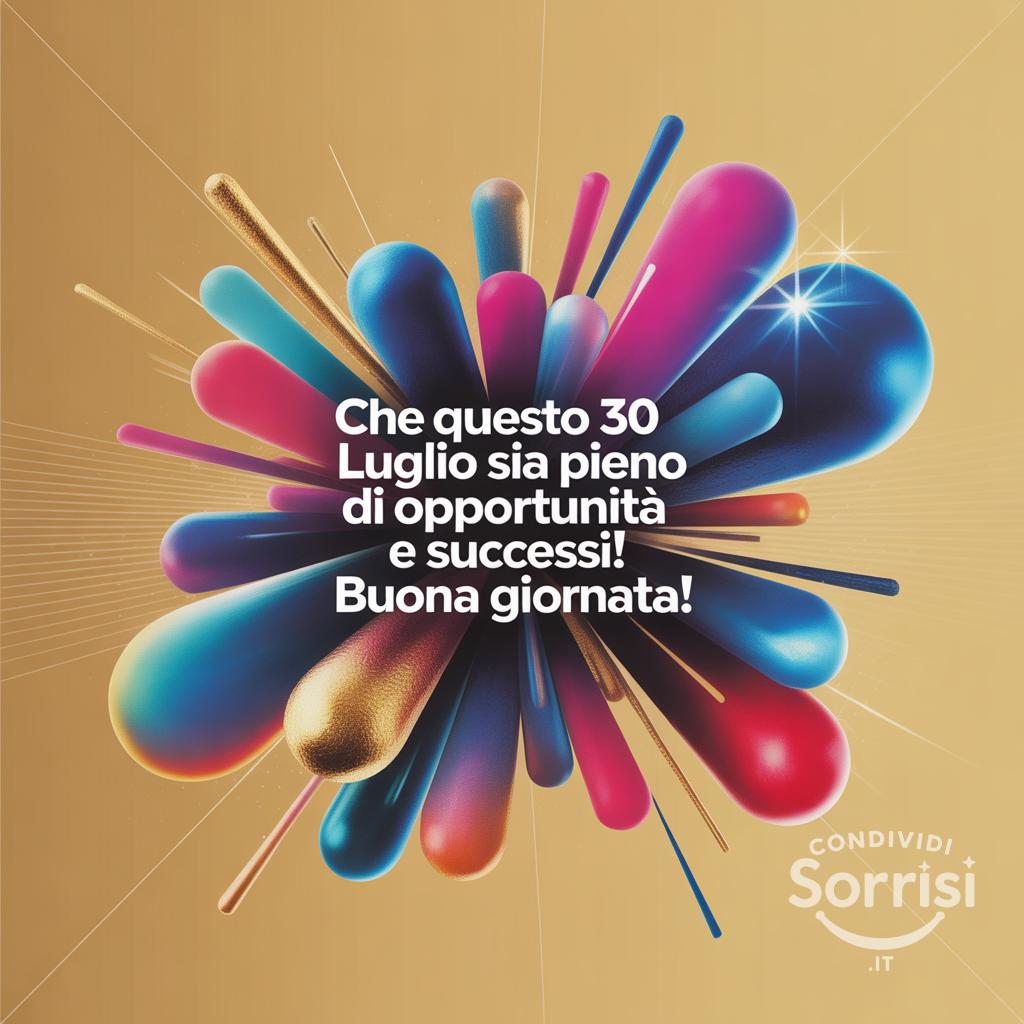 Che questo  30 luglio  sia pieno di opportunità e successi! Buona giornata!