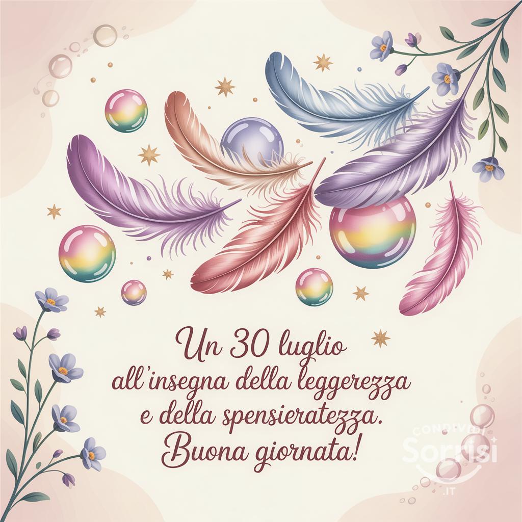 Un  30 luglio  all'insegna della leggerezza e della spensieratezza. Buona giornata!