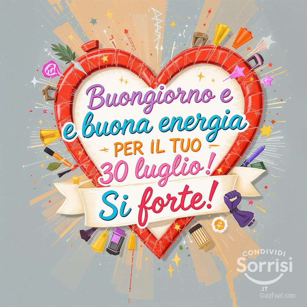 Buongiorno e buona energia per il tuo  30 luglio ! Sii forte!