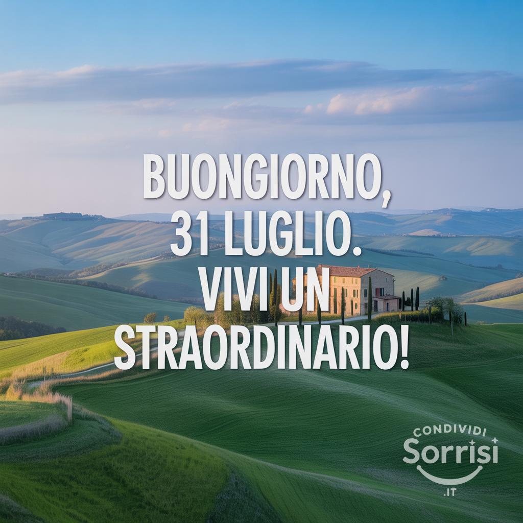 Buongiorno, 31 luglio . Vivi un  straordinario!