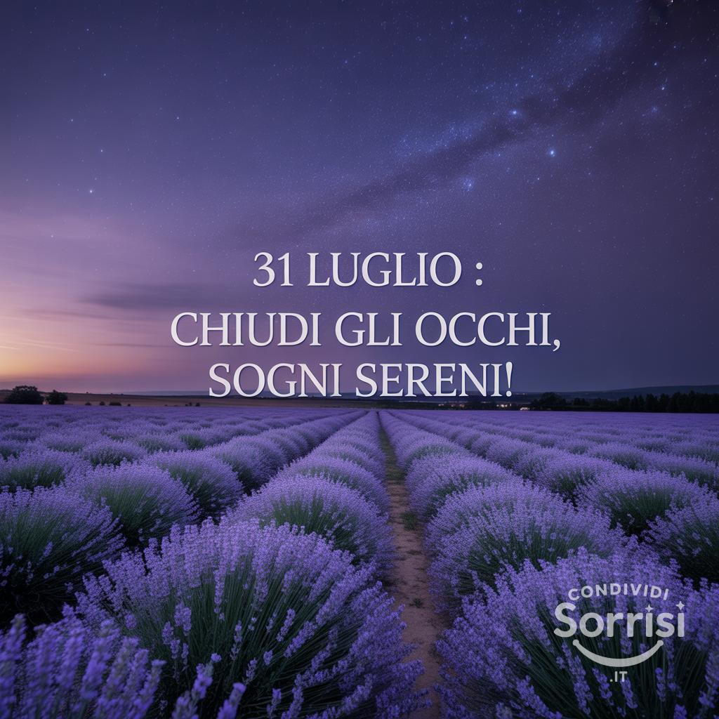 31 luglio : chiudi gli occhi, sogni sereni!