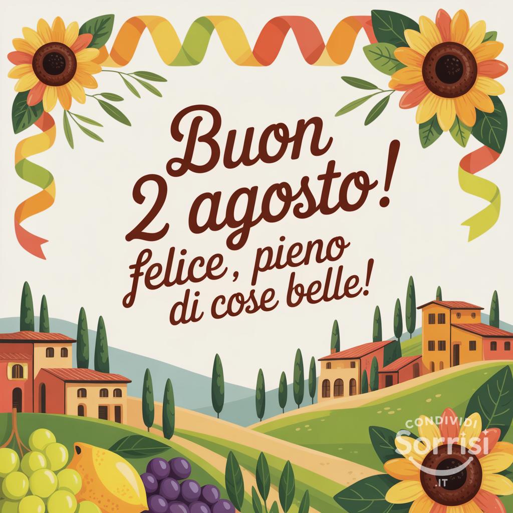 Buon 2 agosto ! Felice , pieno di cose belle!