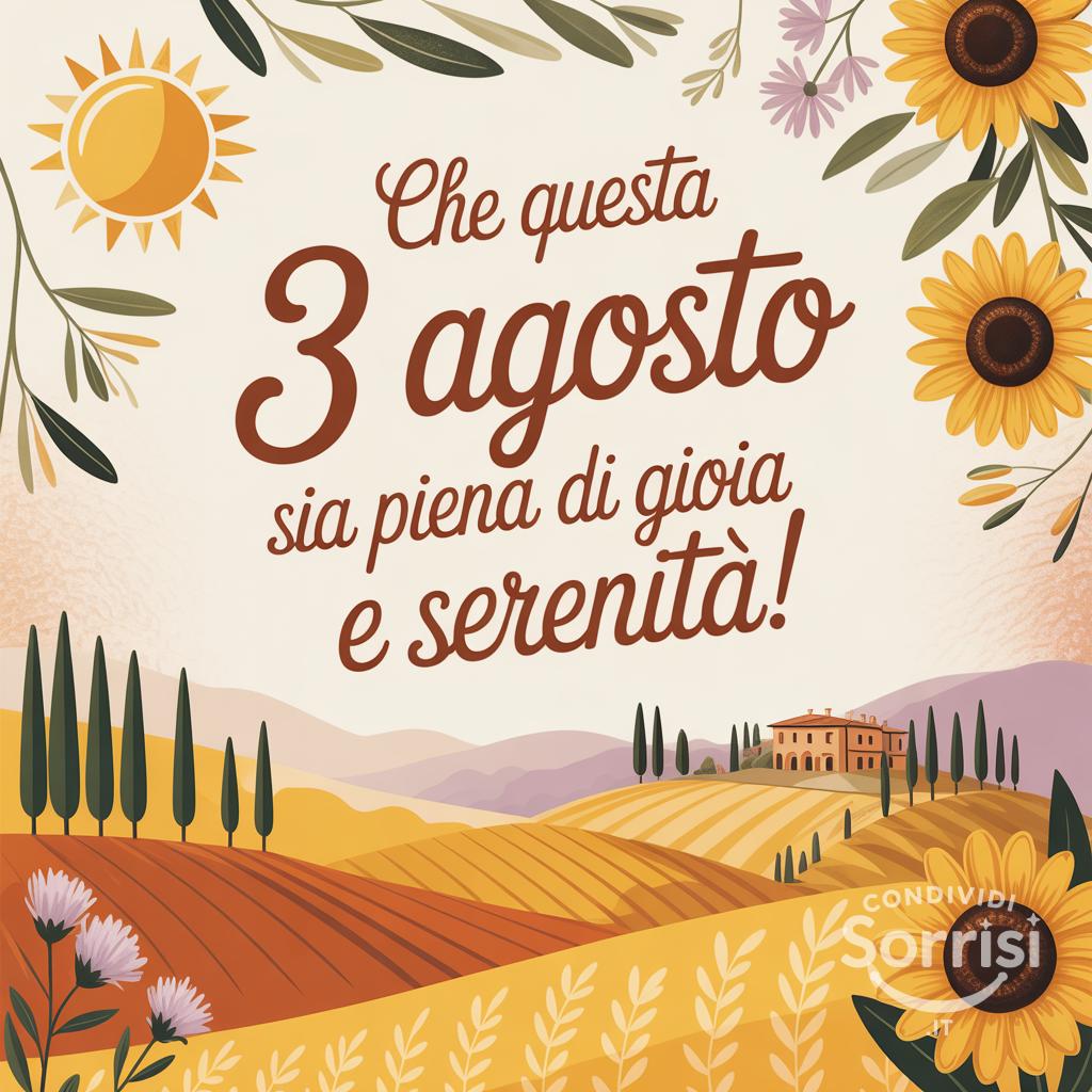 Che questa  3 agosto  sia piena di gioia e serenità!