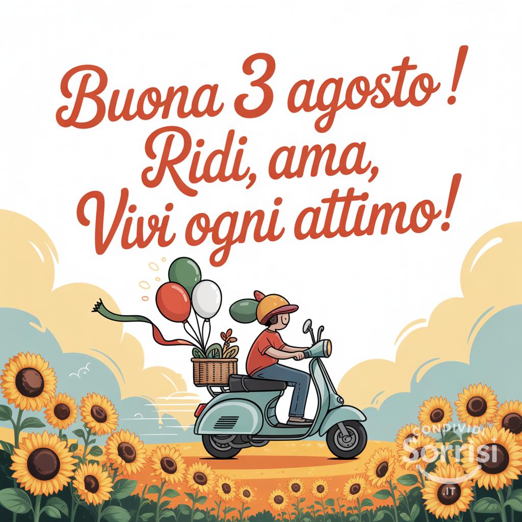 Buona  3 agosto ! Ridi, ama, vivi ogni attimo!