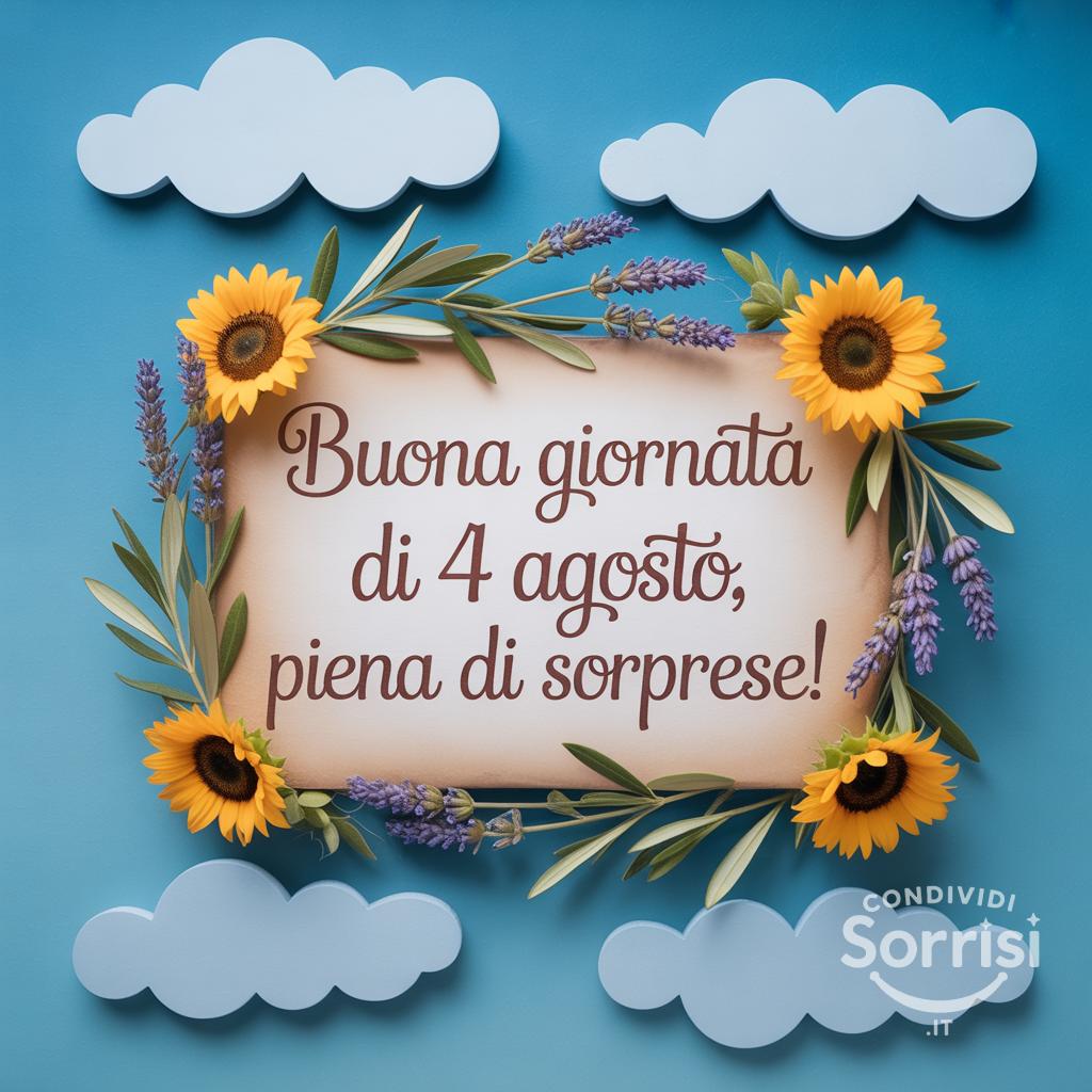 Buona giornata di  4 agosto, piena di sorprese!