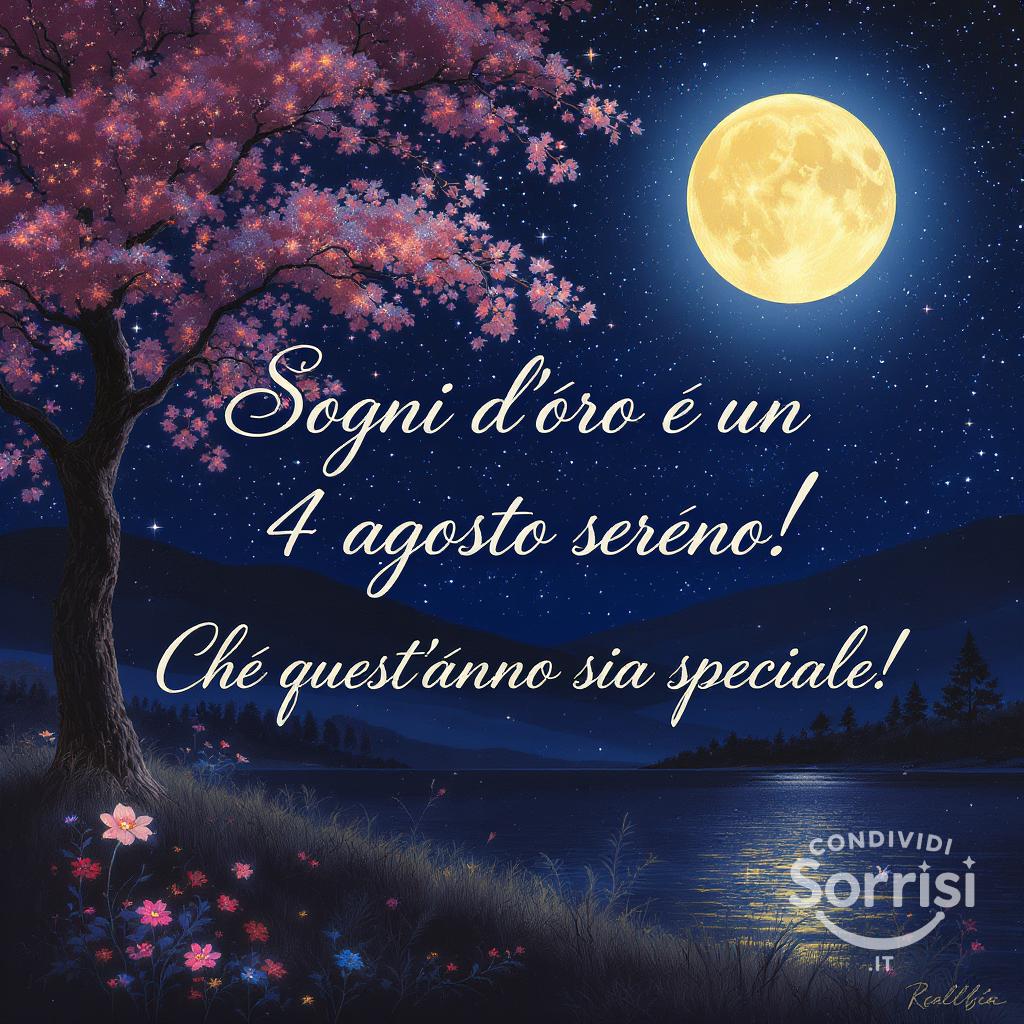 Sogni d'oro e un  4 agosto  sereno! Che quest'anno sia speciale!