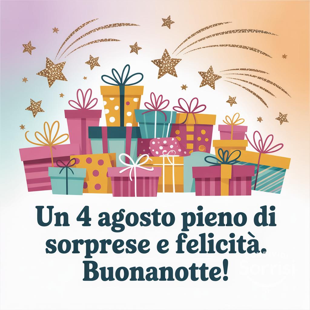 Un  4 agosto  pieno di sorprese e felicità. Buonanotte!