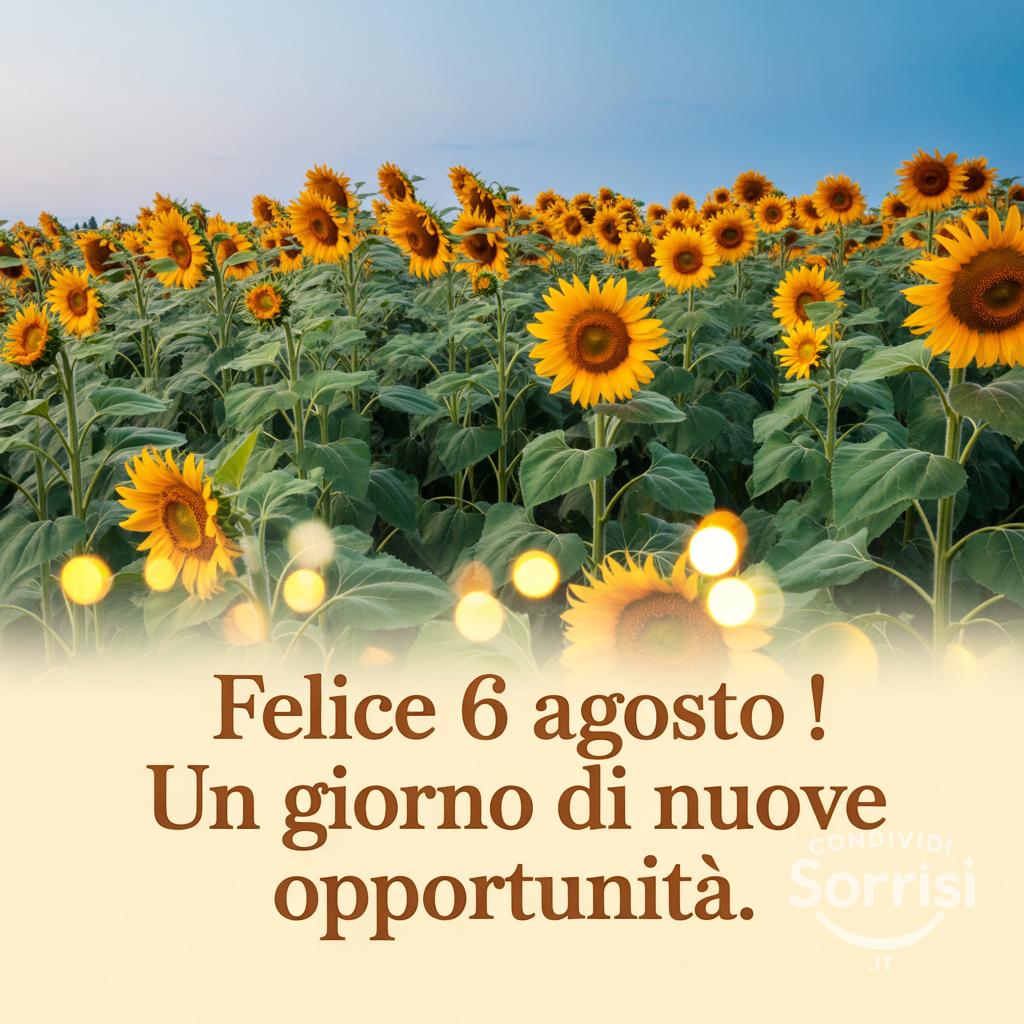 Felice  6 agosto ! Un giorno di nuove opportunità.