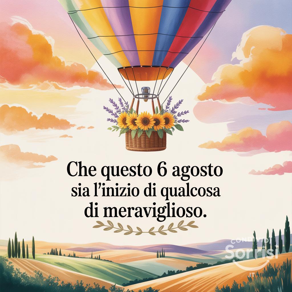 Che questo  6 agosto  sia l'inizio di qualcosa di meraviglioso.