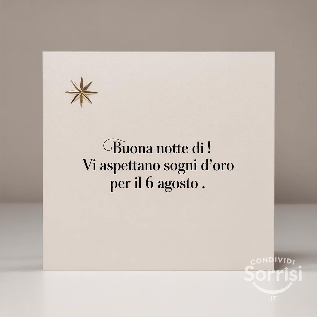 Buona notte di ! Vi aspettano sogni d'oro per il 6 agosto .